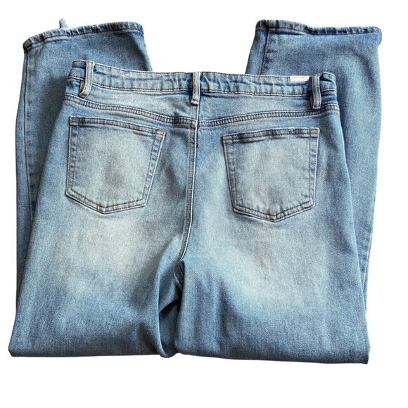 Almost Famous Dad Jean Distressed Ripped Straight Leg Blue Jr Sz 13 345G - Picture 9 of 12